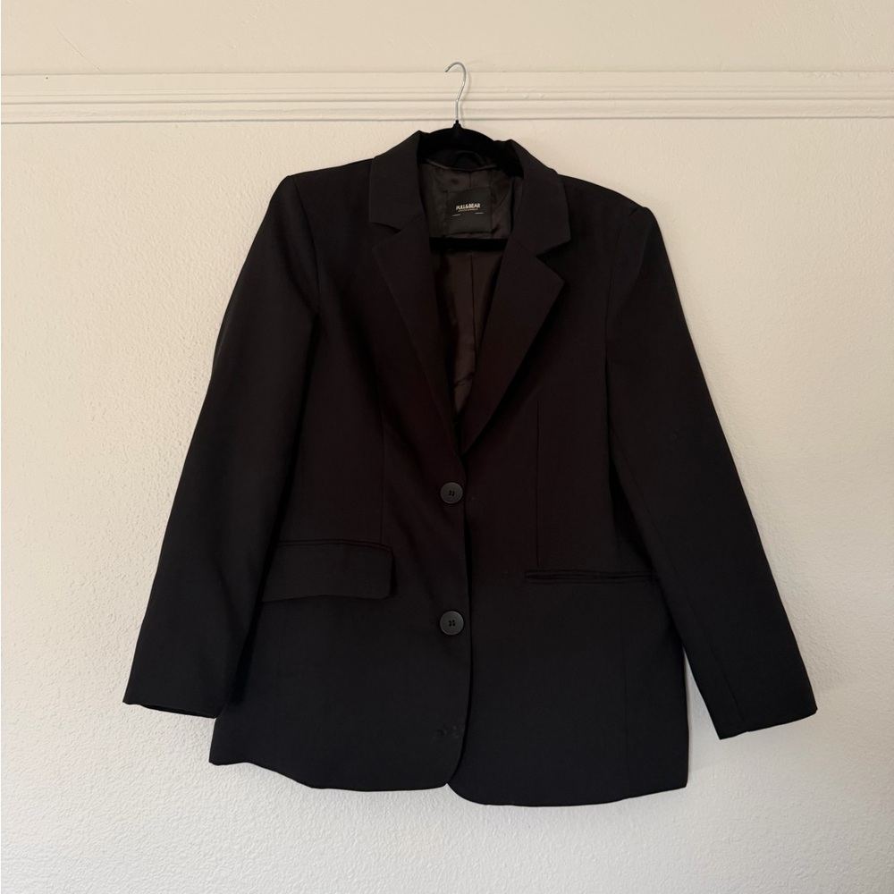 Pull&Bear oversized boyfriend masculine blazer in black M - Picture 3 of 9
